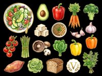 Healthy salad bowl with fresh vegetables, avocado, tomato, cucumber, leafy greens, carrots, broccoli, bell peppers, mushrooms, asparagus, garlic, and whole grain bread isolated on transparent background. Ready for clipart, t-shirt design, print-on-demand, sublimation, and sticker use.