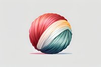 Colorful yarn ball in gradient colors from red to teal, wrapped in smooth layers creating modern minimalist design on light background. Isolated object for craft themes.