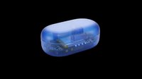 Translucent blue oval storage case with compartments, isolated on transparent background. Ready for clipart, product mockups, print-on-demand designs, and sublimation projects.