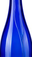 Cobalt glass bottle with smooth curved contours and reflective surface, isolated on white background for beverage packaging, product design, and commercial use.