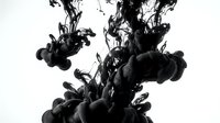 Black ink drops dispersing in clear water creating abstract fluid patterns and organic shapes against white background for creative design projects.