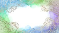 Watercolor frame with flowing organic lines and pastel gradient colors creating decorative border on white background for design projects.
