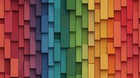Colorful geometric rainbow pattern with layered rectangular shapes creating depth and dimension. Abstract background with vibrant gradient spectrum from red to blue.