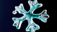 Crystalline snowflake macro with turquoise blue glow on dark background shows intricate frozen water structure and winter seasonal pattern for holiday designs.