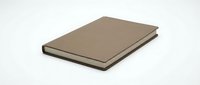Closed brown hardcover book with blank cover isolated on white background for mockup and design projects.