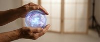 Hands protecting glowing brain hologram symbolizing mental health care, neurology research, artificial intelligence and cognitive protection concepts.
