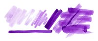 Purple watercolor brush strokes and paint marks isolated on white background, suitable for graphic design, web design, and creative projects.