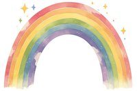 Magical watercolor rainbow arch with sparkling stars and soft pastel colors on white background, isolated design element for nursery art and children decor.