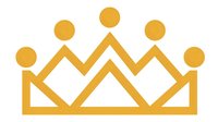 Golden crown symbol with geometric mountain peaks and circular elements, representing royalty, achievement, or luxury brand identity on white background.