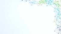Abstract network connections with geometric nodes and lines in blue and green colors on white background for technology and digital communication concepts.