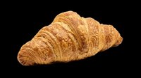 Freshly baked croissant isolated on transparent background, ready for bakery designs, food packaging, menu graphics, t-shirt prints, and culinary digital projects.