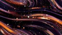 Abstract luxury background with flowing purple and gold waves, glitter particles, and shimmering bokeh effect for elegant design projects.