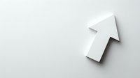White arrow pointing upward on light gray background, creating subtle shadow effect. Ideal for business growth concepts and directional indicators.