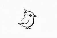 Cute baby bird line art drawing with simple minimalist design on white background, isolated cartoon character for logo, sticker, and children book illustration.