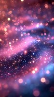 Magical pink and blue galaxy background with glowing bokeh lights and sparkling stardust creates dreamy cosmic atmosphere for wallpapers and designs.