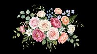 Watercolor floral bouquet with roses, peonies, and greenery, isolated on transparent background. Ready for wedding cards, stickers, t-shirt design, and print on demand.