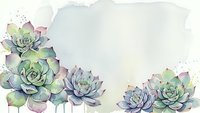 Watercolor succulent plants with soft purple and green tones on light background for botanical designs and natural decor projects.