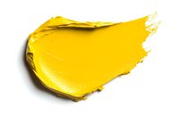 Yellow paint smear stroke with thick textured consistency and glossy finish on white background, isolated cosmetic product sample for makeup and beauty designs.
