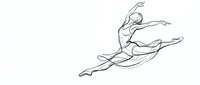 Graceful ballet dancer performing grand jete leap in continuous line art style on white background isolated for design projects and creative artwork.