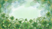 Watercolor green shamrock border frame with swirling clover leaves on soft pastel background, perfect for Saint Patricks Day greeting cards and banners.