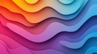 Colorful wavy layers creating dynamic abstract background with gradient transitions from warm orange and red to cool blue tones, modern minimal design style.