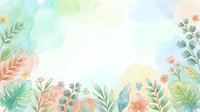Soft watercolor floral border with tropical leaves and pastel blooms on a light background, perfect for cards, invitations, and social media banners.