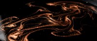 Luxury dark marble texture with swirling copper and gold glitter paint, elegant abstract background for premium design projects.