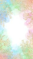 Watercolor pastel frame with golden floral elements and soft gradient colors for wedding invitations, greeting cards and feminine design projects.