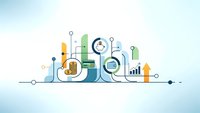 Modern fintech technology concept with digital banking icons, cryptocurrency symbols, and financial data analytics connected by circuit lines on clean background.