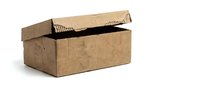 Open brown cardboard shipping box with lid partially removed on white background, perfect for packaging and delivery concepts.
