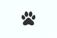 Black dog paw print silhouette isolated on white background, ready for design use in logos, prints and pet-related projects.