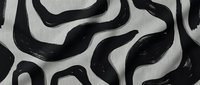 Abstract black organic curved shapes on light gray background, seamless pattern tiles into single continuous design.