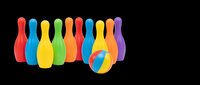 Colorful bowling pins and ball set isolated on transparent background, ready for t-shirt designs, clipart, stickers, print-on-demand products, and sublimation projects.
