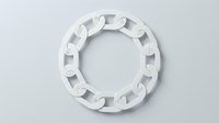 White paper chain links forming circular ring on gray background for teamwork and connection concepts.