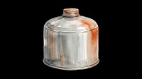 Vintage metal camping stove fuel canister isolated on transparent background, ready for clipart, t-shirt design, print-on-demand products, stickers, and sublimation projects.