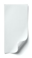 White blank paper sheet with curled corner edge isolated on transparent background for graphic design and presentation mockups.