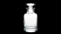 Clear glass apothecary bottle with stopper, isolated on transparent background. Ready for design use on t-shirts, posters, clipart, stickers, and print-on-demand products.