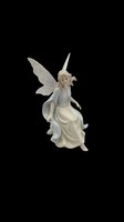 Ethereal fairy figurine with delicate wings, flowing gown, and pointed crown isolated on transparent background. Ready for clipart, stickers, sublimation, and print-on-demand designs.