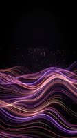 Abstract flowing waves with vibrant purple pink gradients on dark starry background for digital art projects and modern design applications.