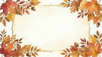 Autumn leaves frame with gold borders on cream background, ideal for fall seasonal designs, invitations, and greeting cards.