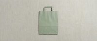 Blank kraft paper shopping bag with handles isolated on neutral background, ready for branding and design mockups.