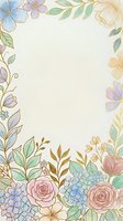 Soft watercolor floral border frame with pastel roses, hydrangeas, and gold accents on cream background, perfect for cards and invitations.