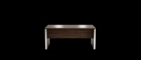 Wooden desk with dark brown finish and open storage shelf, isolated on transparent background, ready for interior design, furniture mockups, t-shirt designs, and print-on-demand products.