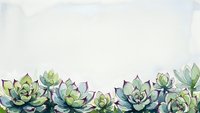 Watercolor succulent plants border frame on white background with copy space for text and design projects.