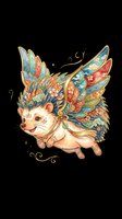 Whimsical hedgehog with ornate patterned wings isolated on transparent background, ready for t-shirts, stickers, clipart, sublimation and print-on-demand designs.