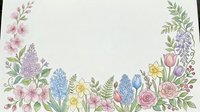 Watercolor spring flower border frame with roses, tulips, daffodils and lilac blooms on textured paper background for wedding invitations and greeting cards.