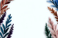Colorful watercolor leaves frame creating elegant border on white background. Artistic botanical elements in blue, pink and brown tones arranged symmetrically.