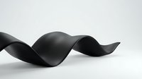 Black curved ribbon flowing in elegant wave pattern on white background isolated for graphic design and creative projects.
