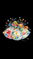 Watercolor brain illustration with colorful flowers, threads, and pins bursting outward on transparent background. Ready for t-shirt design, clipart, stickers, sublimation, and print-on-demand products.