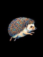 Colorful watercolor hedgehog isolated on transparent background, ready for stickers, t-shirt design, print on demand, clipart, and sublimation projects.